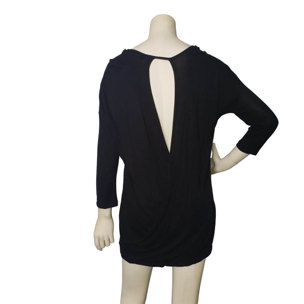Cynthia Rowley Black Long Sleeve Open Back Yoga Top Size Medium